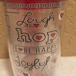 Very Gently Used 16 oz Tumbler. Inspirational words & phrases. Be brave Be Happy